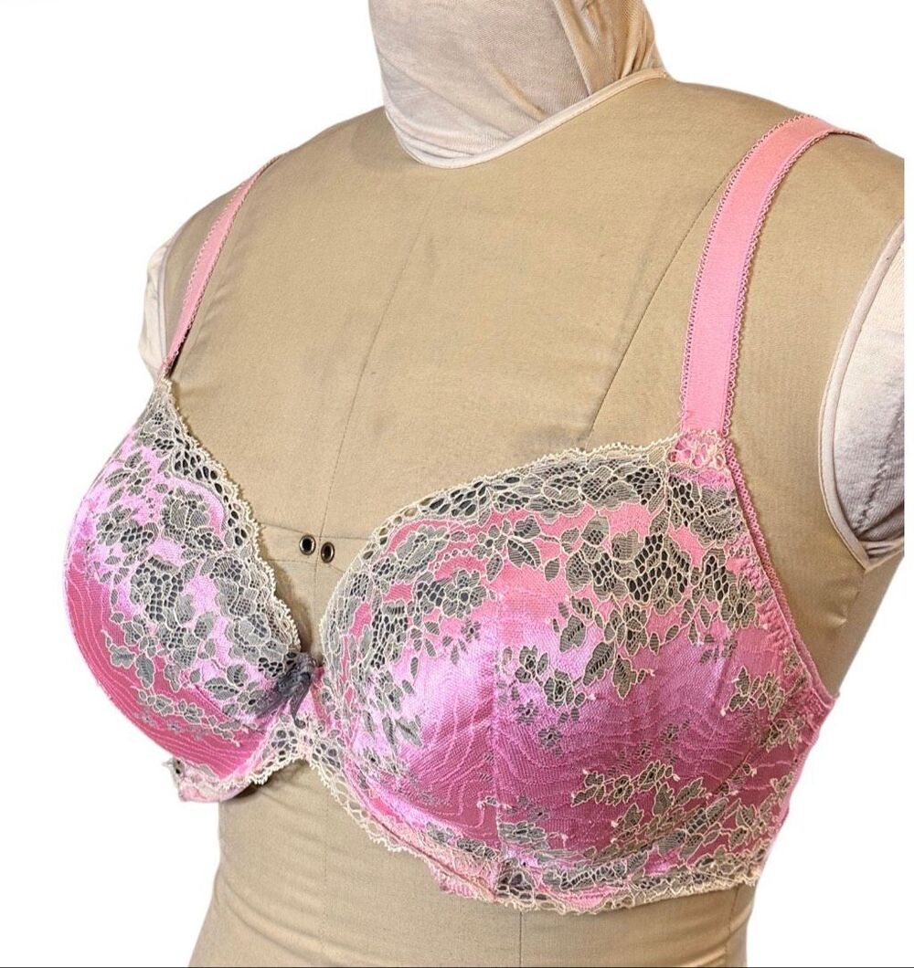 Victoria's Secret Dream Angels Lined Demi Bra 34DDD Pink Floral Lace Sexy Push-U